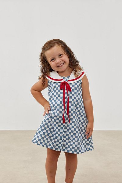 Tics Φόρεμα Poplin - Σχέδιο γιακά και Gingham Bahriye