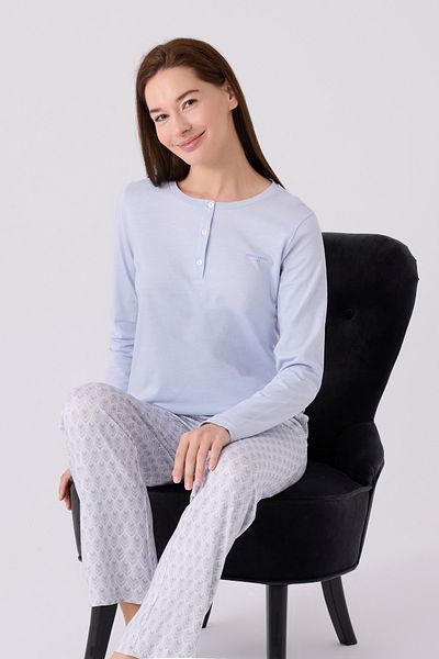 Pierre Cardin Set pijama dublu albastru - Single Jersey