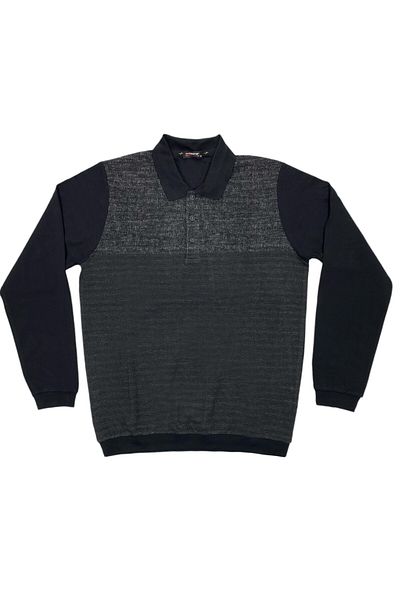 Masimar Men's Buttoned Polo Collar Jacquard Sweatshirt