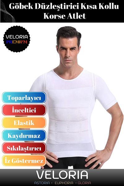 Veloria Premium Series - Upright Posture Gynecomastia, Recovery Belly, Short Sleeve Corset Athlete