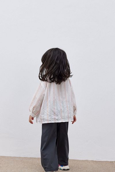 Tics Gathered Pink Patterned Girl's Shirt