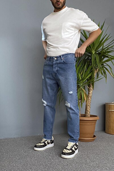 Alışveriş Sokağı Брюки з розірваними штанинами, сині, з деталями