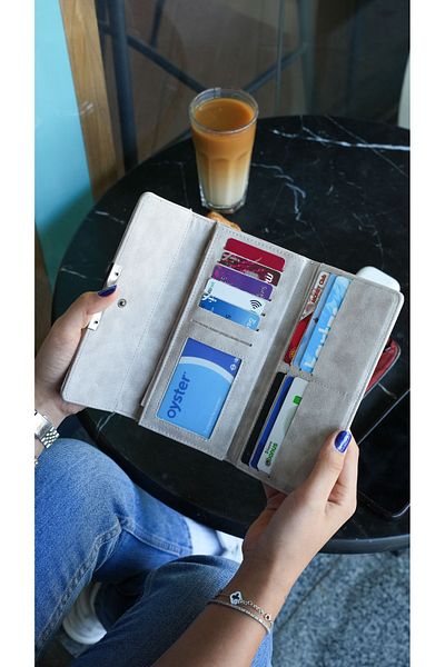 Crew Leather Luxury Women's Wallet - Metal Detailed - Women's Portfolio Wallet