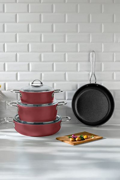 Nehir Galaxy Titanium Pomegranate Flower 7 Piece Pot Set