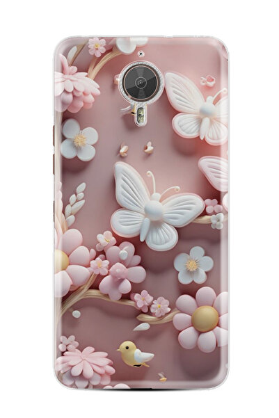 General Mobile GM5 Plus Kılıf HD Resim Baskılı Pembe Kelebekler StKd -088