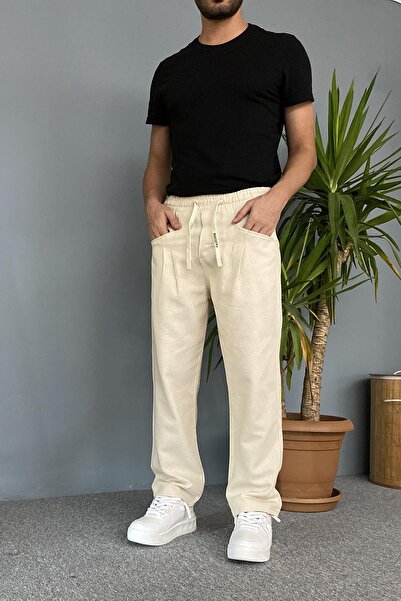 Alışveriş Sokağı Summer Casual Ecru Linen Trousers