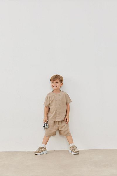 Tics Mink Short Sleeve Double Breasted Shirt
