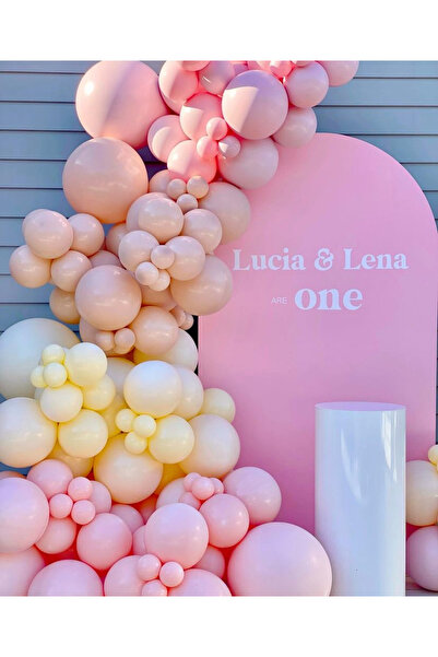 Çemrek Süs Parti Set lančića od balona u boji makarona, roze, žute i rumenog,...