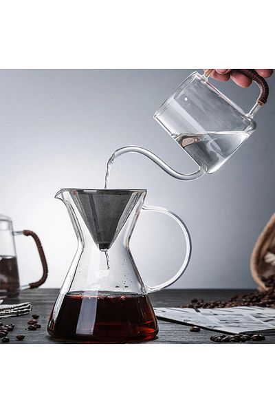Tomurcukhome Chemex Filtered Coffee Pot 600 ml borosilicate glass
