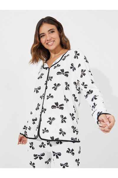 Take Two By Styli Fiyonk Desenli Uzun Kollu Gömlek ve Pijama Takımı