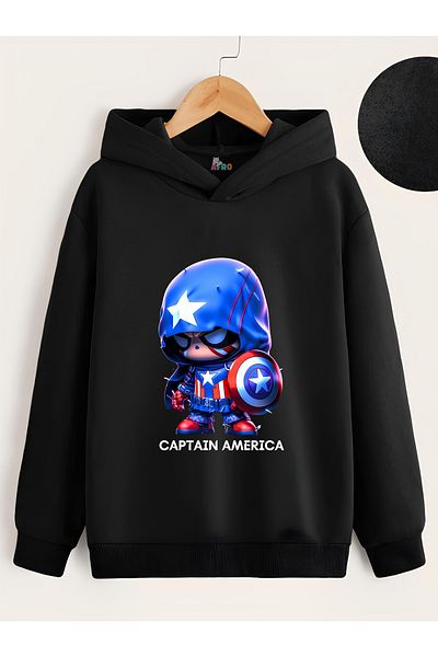 GLOWES Суитшърт с качулка и принт на Капитан Америка от Marvel за момичета и момчета