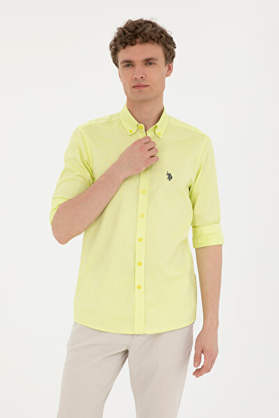 U.S. Polo Assn. Ανδρικό μακρυμάνικο πουκάμισο σε νέον κίτρινο χρώμα 50263025-...