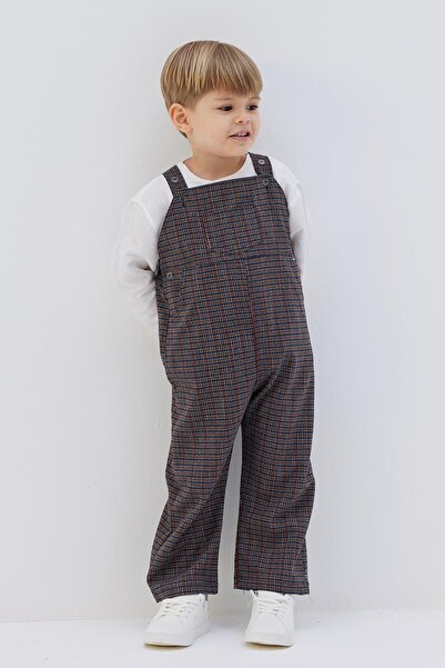 Tics Navy Blue Salopet - Gingham Model