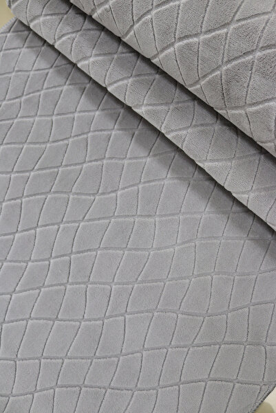 melian Ihlara Kaymaz Tabanlı Kesme Kabartmalı Salon Koridor Mutfak Hali gri