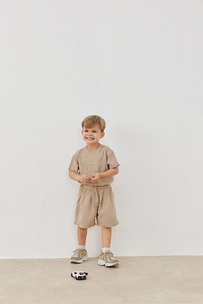 Tics Mink Short Sleeve Double Breasted Shirt