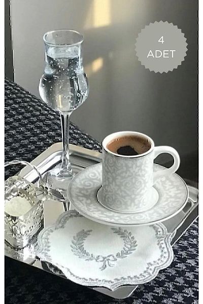 hemlife 2Pcs Stainless Steel Luxury Square Silver Color Serving Tray and Saucer - 21X21Cm Presentation Tray