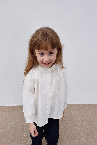Tics Gathered Ecru Girl's Shirt