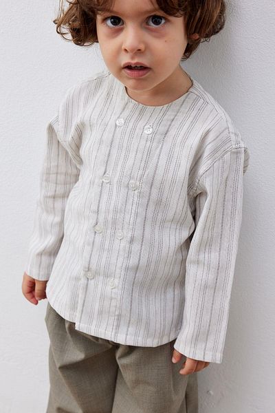 Tics Brown Striped Double Breasted Shirt