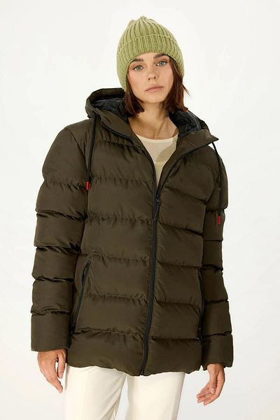 QAWWA Women's Khaki Water and Windproof Padded Coat