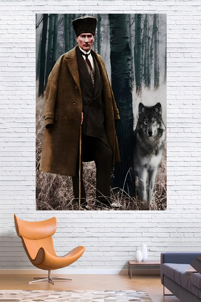 Vendini غطاء حائط أتاتورك - قائدنا العظيم Wall Tapestry