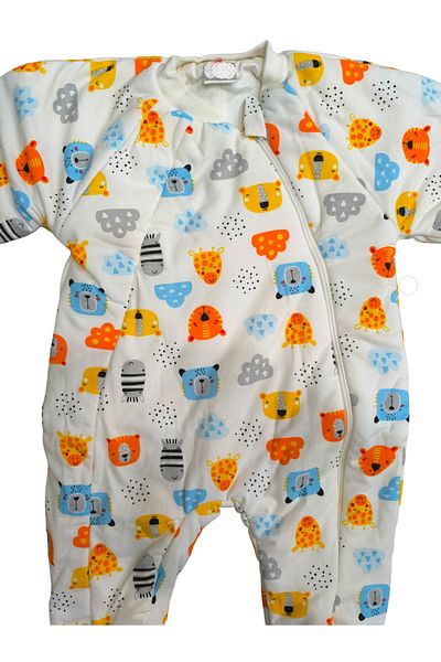 özdemirli bebe Colorful Bear Patterned Long Sleeve Crew Neck Children's Sleeping Bag for Ages 1-6 - 2.5 Tog