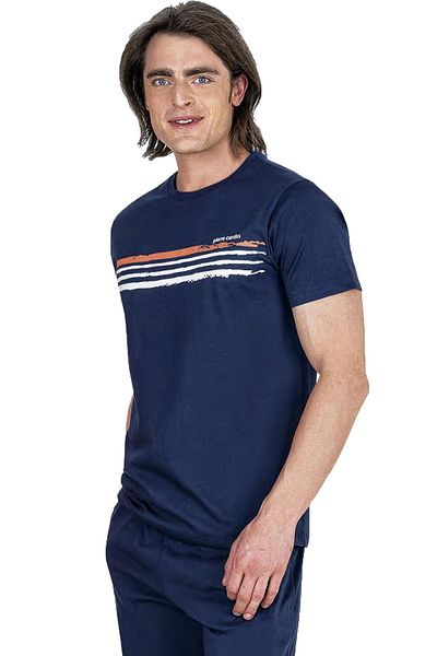 Pierre Cardin Ανδρικό κοστούμι πιτζάμες Crew Neck κοντομάνικο Full Fit, 100% βαμβάκι, με τσέπη