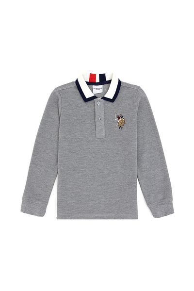 U.S. Polo Assn. Boy's Gray Polo Neck Sweatshirt 50289140 -Vr086