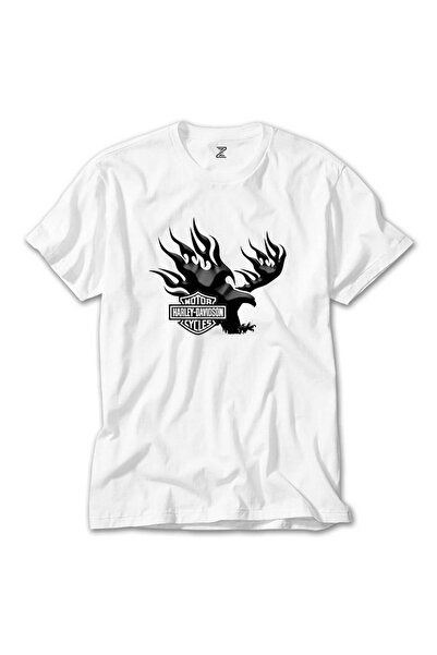 Generic Brand Tricou alb Harley Chopper Woodlands
