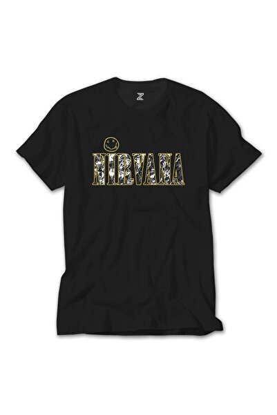 Lunas Glow Tricou negru cu logo și text Nirvana