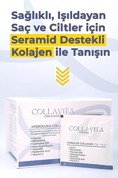 Collavita Collagen Collavita Hidrolize Kolajen-seramid Tip 1 Ve Tip 3 Kolajen 30 Saşe