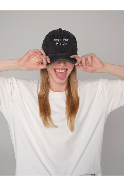 ŞapkaMania Cute But Psycho Washable Baseball Cap