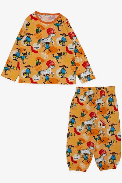 Breeze Girls & Boys Baby Boy Pajama Set, Crazy Girl Patterned, 9 Months-3 Years, Mustard Yellow