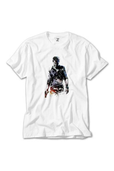 Generic Brand Uncharted 4 Nathan Drake silueta bela majica