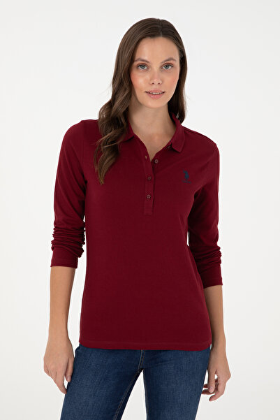 U.S. Polo Assn. Women's Burgundy Basic Polo Neck Sweatshirt 50289541-Vr014