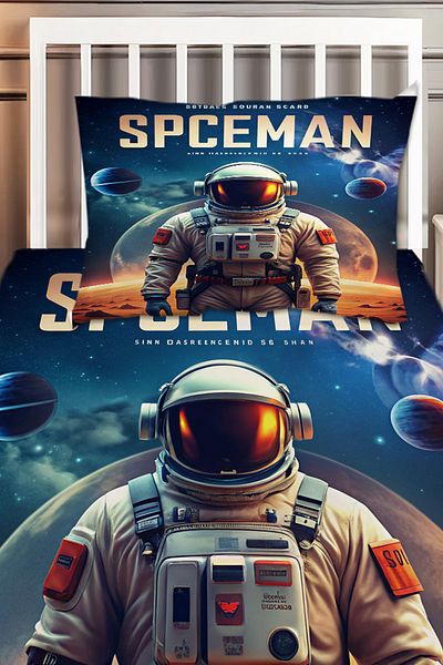 Else Dekor Space Planet Patterned Astronaut Children's Bedspread - Single, Decorative