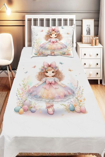 Else Dekor Little Princess Patterned Girl's Single Decorative Bedspread with Pillowcase