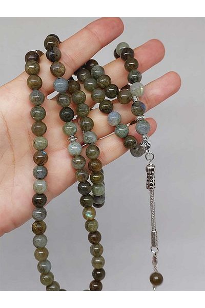 Yasamtohumu Πέτρα Labradorite 99 χάντρες προσευχής 8mm (4695)