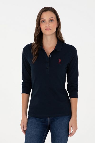 U.S. Polo Assn. Hanorac de bază cu gât polo albastru bleumarin pentru femei 50289541 -vr033