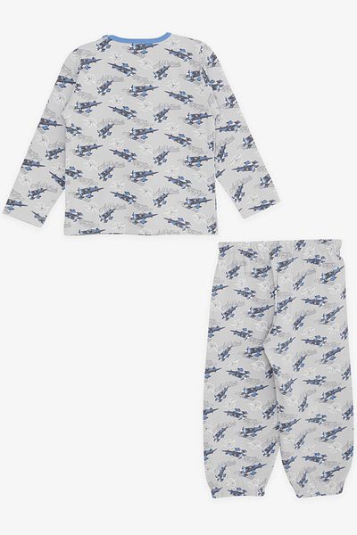 Breeze Girls & Boys Baby Boy Pajama Set, Airplane Patterned, 9 Months-3 Years, Gray