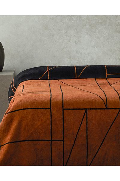 English Home Κουβέρτα Geolines 150x200 cm Βαμβακερή Μονή Τερακότα