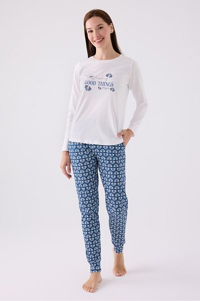 Pierre Cardin Cream Single Jersey Double Pajama Set - Set of 2