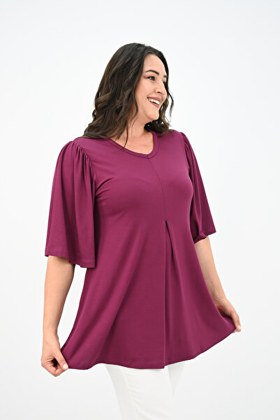 ADROM Γυναικεία μπλούζα με πλισέ V λαιμόκοψη 1847-25