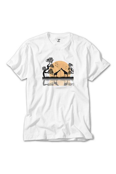 CrowsGate Black Giraffes Reflections White T-Shirt