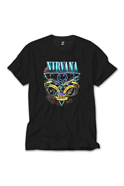 Lunas Glow Tricou negru pentru copii cu poster Nirvana, 13-14 ani