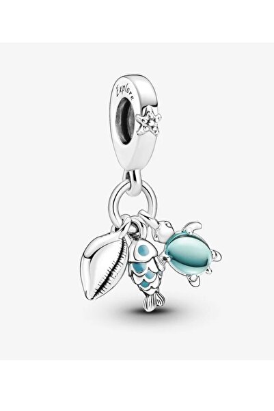 Lovecharms Balık, Deniz Kaplumbağası ve Deniz Kabuğu Üçlü Sallantılı Charm