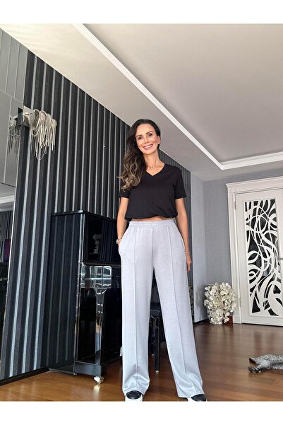 Atelier Derin بنطلون قماش مودال رمادي