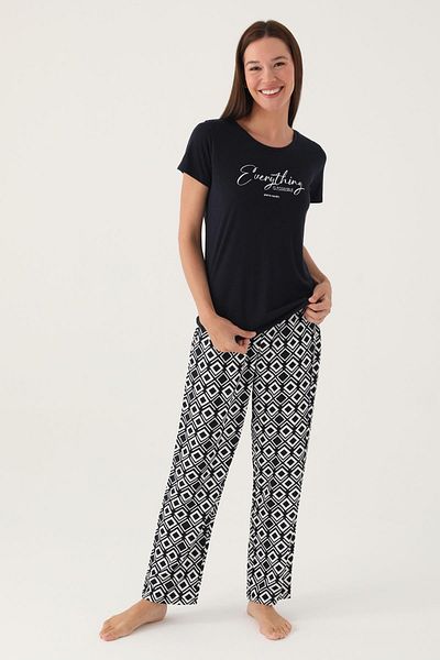 Pierre Cardin Geometric Patterned Women's Summer Pajama Set