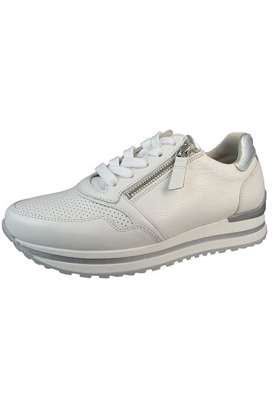 GABOR Damen Low Sneaker Low Top 26.528 Weiß 50 Weiss/Silber Leder