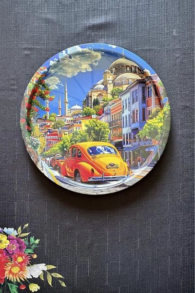 decorev Patterned Modern Tray Multi-Purpose Presentation Tray 32 cm Round Tray