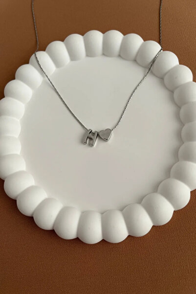 Alexis Carrel Çelik Zincirli H Harfli Kolye, Kalp Detaylı Gümüş Renk Harf Kolye Sevgili , Çift , Arkadaş , Kolyesi